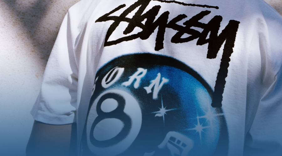 Stussy Born x Raised 8 Ball Tee White M | hartwellspremium.com